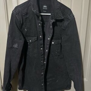 Zara Black Denim Jacket - Large